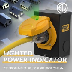 30 A Generator Inlet Box L14-30P 4 Prong 125/250V, 7500W with LED Indicator