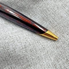 WATERMAN Carène Marine Amber Ballpoint Pen Gold Trim Blue Ink France *READ*