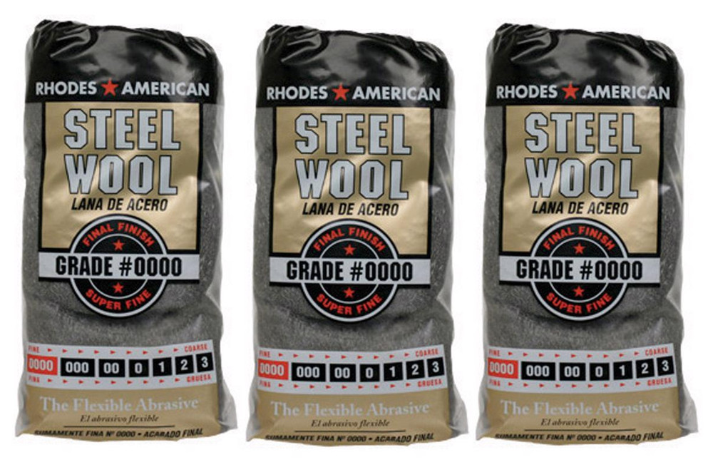 3~ Rhodes American 0000 Grade Super Fine Steel Wool Pad 12pk Flexible Heavy duty