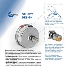 2.5″ LIQUID FILLED PRESSURE GAUGE 0 – 160 PSI, STAINLESS STEEL CASE BACK MOUNT