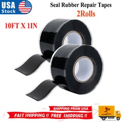 2pcs Black Rubber Silicone Repair Waterproof Adhesive Tape Rescue Self Fusing