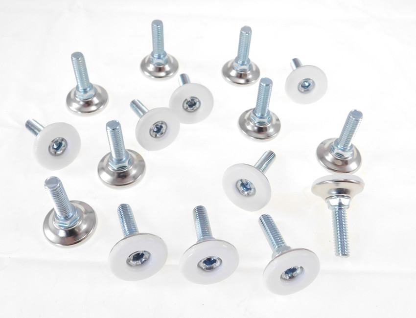 16 Pack Monaco 5/16-18 Non-Swivel W/Hex White Nylon Base Leveler MONO-31