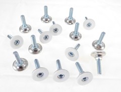 16 Pack Monaco 5/16-18 Non-Swivel W/Hex White Nylon Base Leveler MONO-31