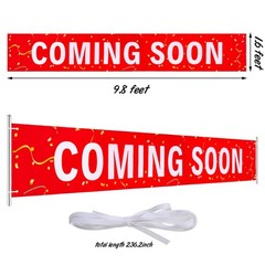 Large Coming Soon Sign Banner Outdoor Indoor 1.6 x 9.8 feet, multi-colored