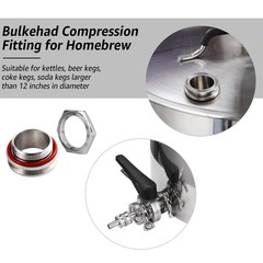 2 PCS 1.5 Inch Tri Clamp Weldless Bulkhead Stainless Steel Compression Fitting