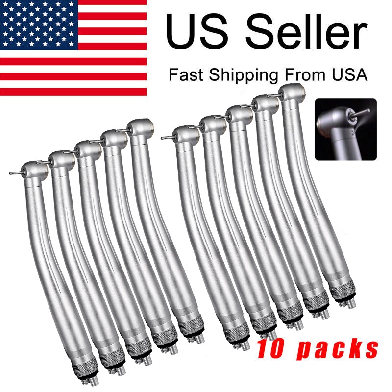10 pcs Dental High Speed Handpiece Standard Push Button Single Way Spary 4 Hole
