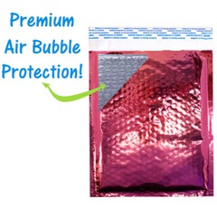 6×10 METALLIC BUBBLE MAILER, POLY Design Padded Shipping Envelope Bags,Pink,Teal