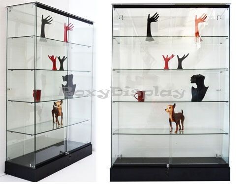 72-Inch Tempered Glass Tower Display – Frameless Showcase with Locks and Shelves