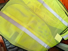 Yellow w gray high vis reflective strips breathable mesh safety vest, new