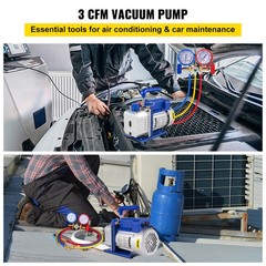 VEVOR 3 CFM Air Vacuum Pump HVAC Manifold Gauge Set AC A/C Refrigeration Kit