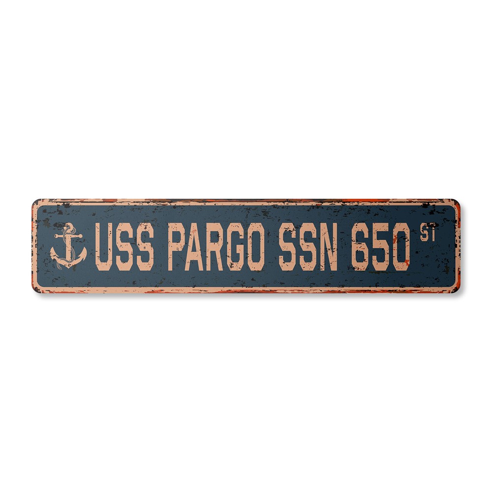 USS PARGO SSN 650 Vintage Street Sign us navy ship veteran sailor rustic gift