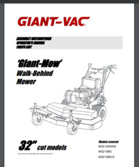 Giant-Vac M32125KAW Assembly Instructions And Operator’s Manual 40 pages