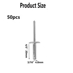 Silver TriFold Large Head Aluminum Pop Blind Rivets 3/16×4/5 Inch 50 PCS