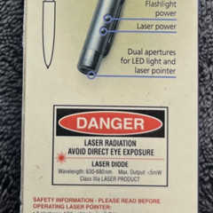 1 New (3 in 1) LED LIGHT, RED LASER POINTER, + PEN Combo, with Case, 5 mW Power