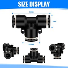 20 Pieces 1/4 Inch Push to Connect Fittings Pneumatic Tee Inch, Black