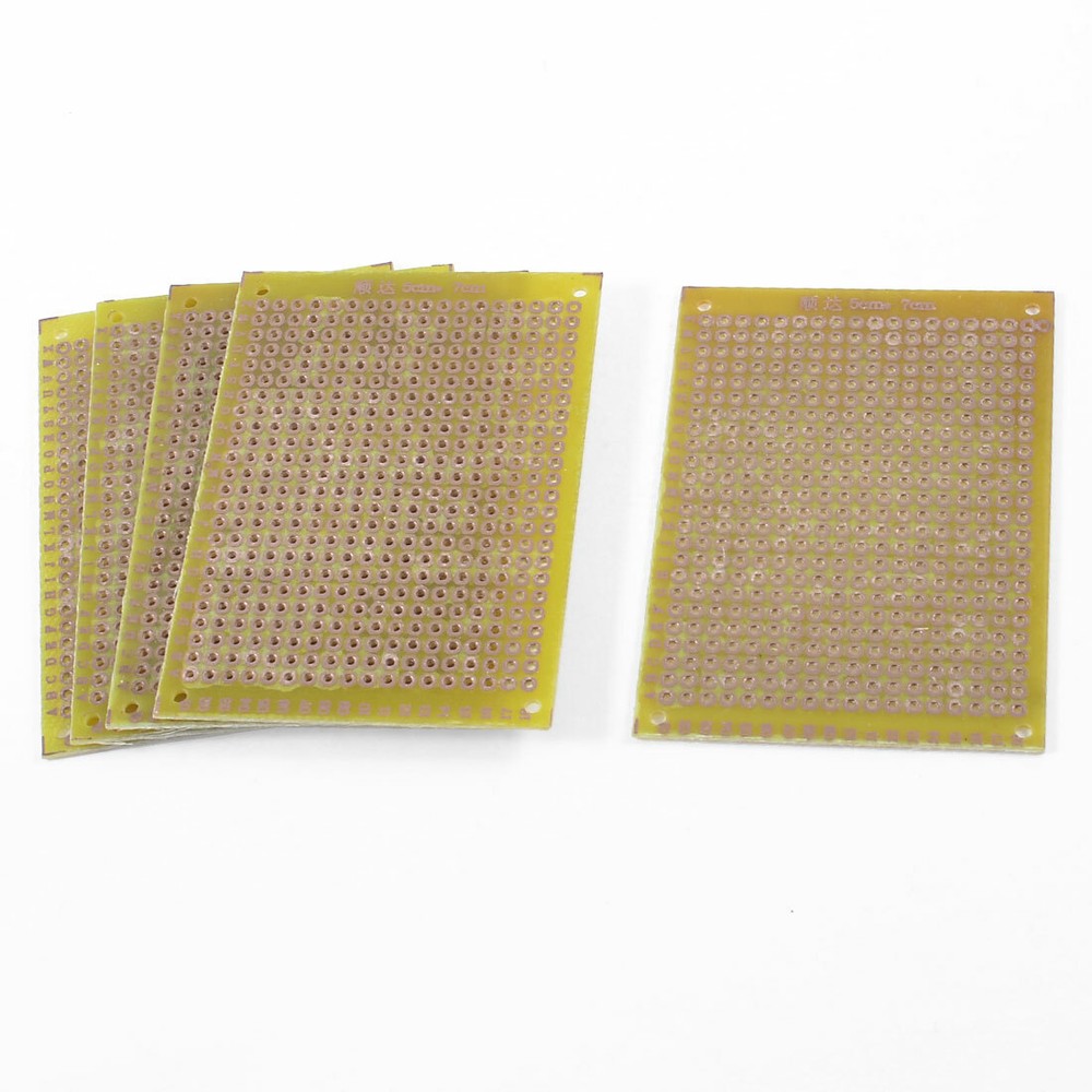 5pcs 5cm x 7cm Single Side Universal DIY PCB Board Dark Yellow-