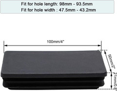 4PCS 2 X 4 Inch 50X100Mm Rectangle Black Plastic Plug End Cap Plastic Rectangle