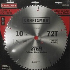 Craftsman 26816A 10″ x 72 Tooth Saw Blade Heat-Treated Steel
