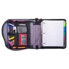Case-it X-Hugger 2-Inch Round Ring Zipper Binder with Book Holder on Front,