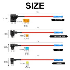16 Pack Add a Circuit Fuse Tap Kit Ato Atc Atm Micro2 Low Profile Mini 12v