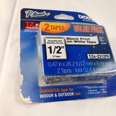 NEW Brother P-touch TZE-2312PK Tape 1/2″ Black on White 2 pk TZE-231 Genuine OEM