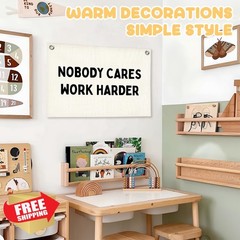 STHTTSW Work Harder Linen Banner Off-White