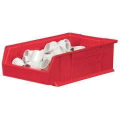 Akro-Mils 30280Red Storage Bin, Plastic, Red, 6 In H, 12 3/8 In W, 20 In L
