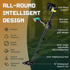 Professional 2000mAh Cordless Metal Detector with LCD & Waterproof Coil