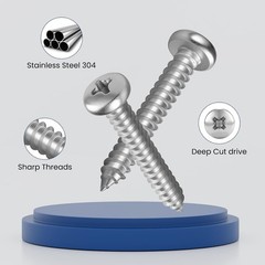 247Pcs Pan Head Wood Screws Assortment Kit, #6#8 Stainless Steel 304 Self Tappin