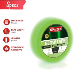 Glow in the Dark Tape, Yellow/Green, 1-Inch x 30-Foot Photo-Luminescent Glow