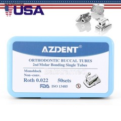 50Set AZDENT Dental Orthodontic Buccal Tube 2nd Roth.022 Molar Bondable Non-Conv