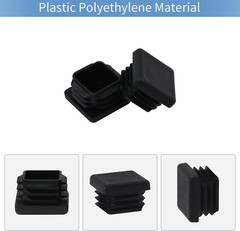 WZB 1 1×1 Square Tube End Cap Plastic Plugs 12 Pack, 1 Inch Black