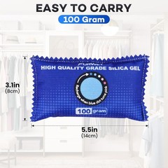 100g [ 6 Packs] Rechargeable Desiccant Packs for Storage, Color Indicating Silic