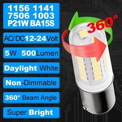 12 Volt LED RV Interior Light Bulbs 114 Color: 6000K Daylight WhiteSize: BA15S