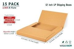 Kraft LP Mailers 12.8×12.8×1 Easy Fold Vinyl Record Shipping Boxes 15 Pack