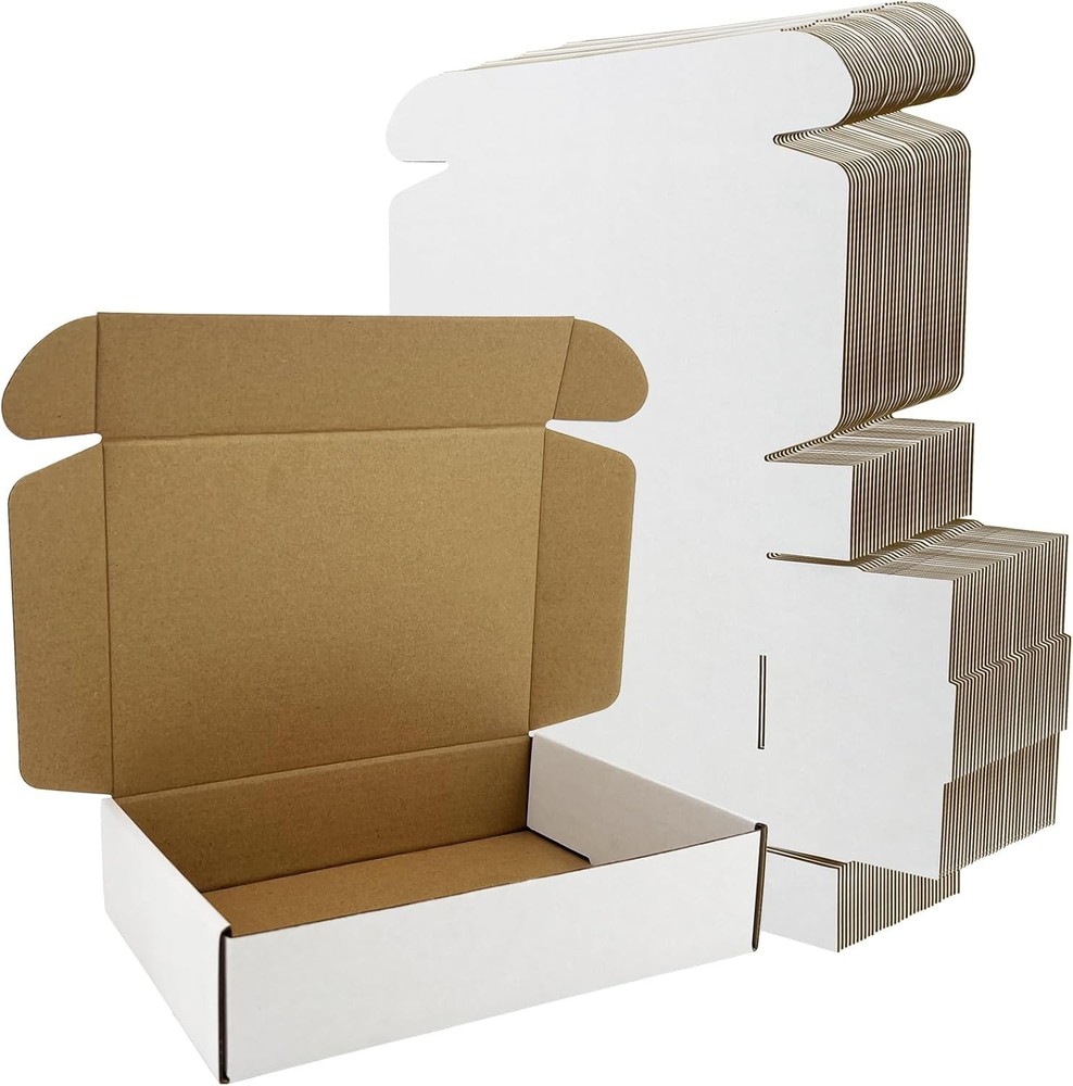 9x6x2 Shipping Boxes Set of 50, White Small Corrugated Cardboard Box, Mailer Box