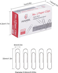 Paperclips for Office School & Personal Use, #1 Nonskid Paper Clip (1-2/7″), 600