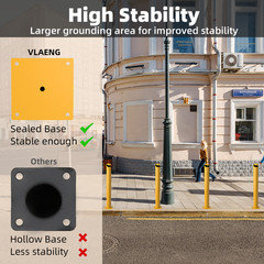 2PCS Outdoor Safety Bollard 42 Inch Yellow Q235 Steel Post Pipe Barrier