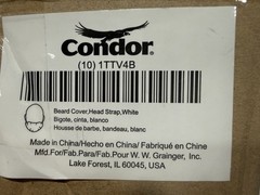 Condor Beard Cover net Head Strap White PK100 1TTV4B Disposable case of 1,000