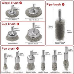 SBGGRL 11 Pcs Metal Carbon Steel Wire Wheel for Drill Set,Wool Brush brass
