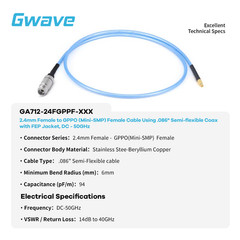 2.4mm Female to GPPO Female .086″ Semi-flexible Coax Cable, FEP Jacket, DC-50GHz
