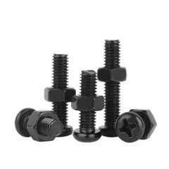 Black Steel Pozi Pan Head Screws Phillips Bolt With Full Nut M2 M2.5 M3 M4 M5 M6