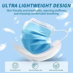 NNPCBT Blue Disposable Face Masks 100 Count (Pack of 1), Adult-100 Pack-blue