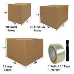 UBMOVE Moving Boxes 3 Room Economy Kit 36 Boxes & Packing Supplies