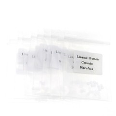 100 Pcs Dental Orthodontic Ceramic Lingual Button Clear Bondable Round Base Mesh