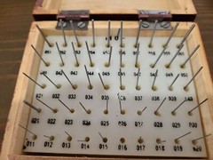 Steel 50 piece gage set Model M-0 .011″ – .060″ in wooden box