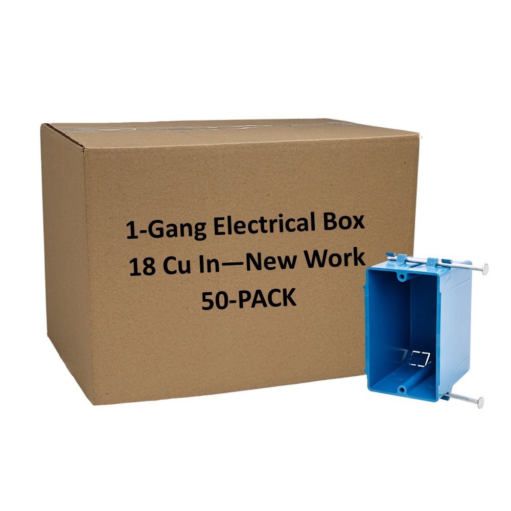 50-Pack New Work 1-Gang Electrical Outlet Box ETL Certified 18 Cu In Plastic