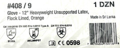 1-Dz SuperiorGlove Gloves 12″ Heavyweight Unsupported latex Flocked 408/9