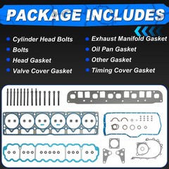 4.0 Full Head Gasket Set w/Cylinder Head Bolts Fit for Jeep Wrangler Grand Ch…