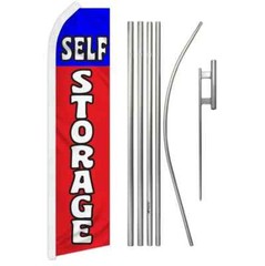 Self Storage Swooper Advertising Flag & Pole Kit (Red & Blue)